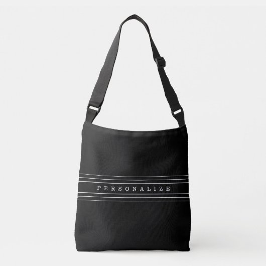 Sac Ajustable Your Custom Text & Modern Stripes | Black & White (Devant)