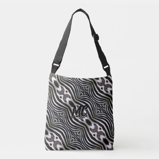 Sac Ajustable Zebra Stripes Élégant Motif Monogramme (Devant)