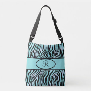 Sac Ajustable Zèbre Monogrammé Turquoise Sarcelle et Noir