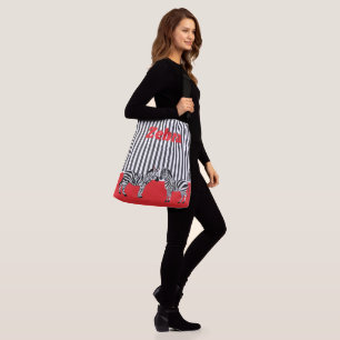 Sac Ajustable Zèbre unique personnalisé en noir et rouge pour l'