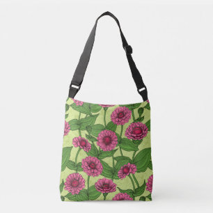 Sac Ajustable Zinnias rose sur vert clair