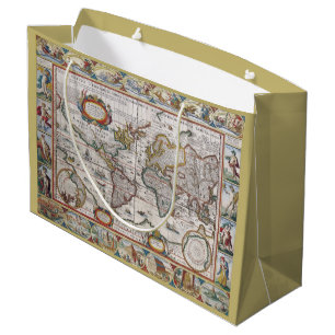Sac antique de cadeau de carte du monde