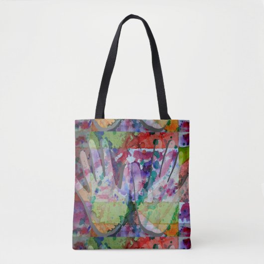 Sac Art d'Artiste avec Empreintes de Main Peintes (Devant)