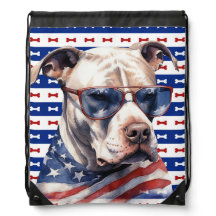 CHIEN TERRIER PIT BULL ROUGE BLANC BLEU PATRIOTE