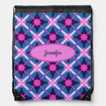 Motif géométrique rétro en rose, violet et bleu