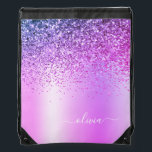 Sac Avec Cordons Parties scintillant violet Métal Monogramme Nom Fi<br><div class="desc">Purple Faux Foil Métallique Parties scintillant étincelante Métal brossé Monogramme Nom Sac à corde à trait. Cela rend la remise de diplômes parfaite,  doux 16 ans,  mariage,  douche nuptiale,  anniversaire,  baby shower ou cadeau de fête de bachelorette pour quelqu'un qui aime le luxe glam et les styles chic.</div>