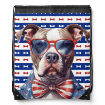 PATRIOTIQUE ROUGE BLANC BLEU PIT BULL TERRIER CHIE