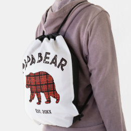Sac Avec Cordons Pays Carreaux Papa Ours Père Année Établie Blanc