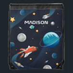 Sac Avec Cordons Planètes spatiales Navette Motif personnalisé<br><div class="desc">Joli sac à tiroirs de voyage espace vous pouvez ajouter un nom pour le rendre personnel. Découvrez les autres articles de cette collection ci-dessous,  comme le couvercle de couette,  pour correspondre à ce sac à dos cool. Ajoutez le nom en cliquant sur le lien "Personnaliser" ci-dessus</div>