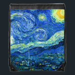 Sac Avec Cordons soirée étoile vincent van gogh<br><div class="desc">Le célèbre tableau de Van Gogh, "La nuit étoilée". Peint lors de son séjour à l'asile de Saint Rémy dans les années 1880, van Gogh dépeignait les collines ondulantes et les cyprès qu'il voyait depuis sa fenêtre. numériquement amélioré par PixDezines. Copyright © 2008-2016 PixDezines.com™ et PixDezines™ sur zazzle.com. Tous droits...</div>