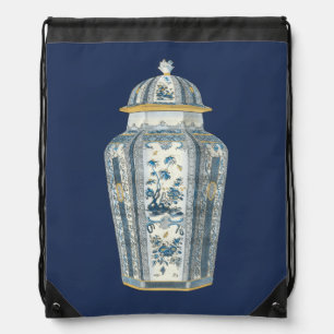 Sac Avec Cordons Urne asiatique décorative dans bleu et blanc