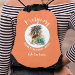 Sac Avec Cordons Vacances d'été en famille Orange<br><div class="desc">Un élégant sac à timon comporte une illustration de vacances d'été sur arrière - plan orange ainsi que votre nom de famille et votre année en lettres chic. Sacs parfaits pour fourrer des trucs amusants pour tout le monde pendant vos vacances.</div>