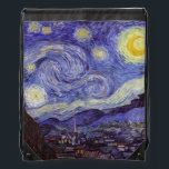 Sac Avec Cordons Vincent Van Gogh Starry Nuit Vintage Art<br><div class="desc">Vincent van Gogh Starry Night Art Peinture Starry Night est un tableau de l'artiste post-impressionniste néerlandais Vincent van Gogh. Le ciel bleu de la nuit est rempli de nuages tourbillonnants, d'étoiles et d'une lune brillante croissant. La Nuit étoilée est la seule nocturne de la série de vues depuis la fenêtre...</div>