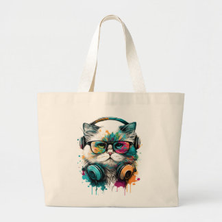 Sac avec image de chat colorée