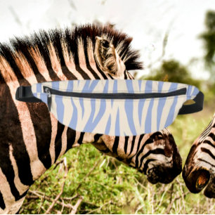 Sac banane à imprimé zèbre bleu et beige – Élégant