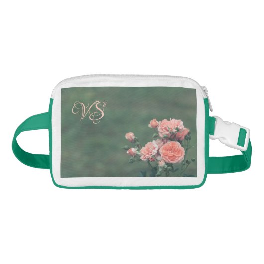 Sac Banane Beaux roses roses. Ajoutez votre monogramme (Devant)