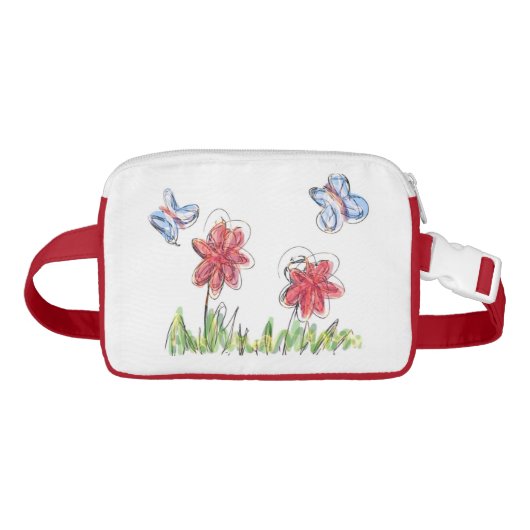 Sac Banane Papillons et dessin de fleur (Devant)