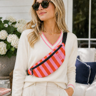 Sac banane Rayure rose corail audacieux prépa