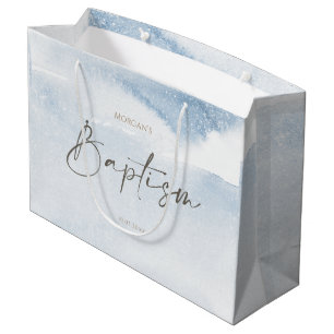 Sac Baptême Garçon Aquarelle Bleue Grand