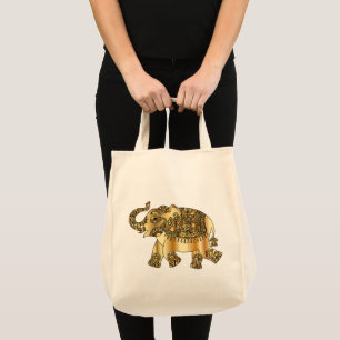 Sac blanc avec un éléphant d'or