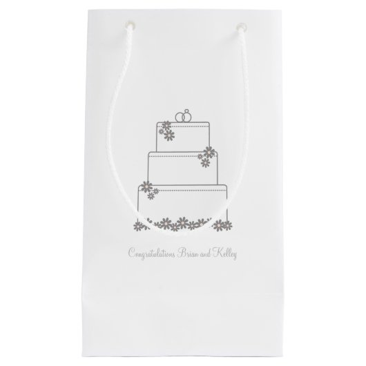 Sac blanc de cadeau de gâteau de mariage (Devant)