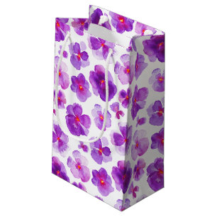 Sac blanc pourpre de cadeau d'art d'aquarelle