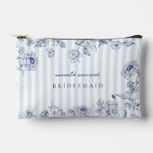Sac bleu à fermeture éclair pour trousse de maquil (Recto)