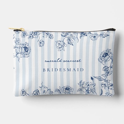 Sac bleu à fermeture éclair pour trousse de maquil