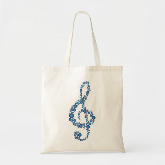 Sac bleu de points de clef triple de musique