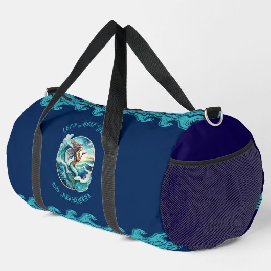 Sac bleu Duffel avec design Sirène (Coin droit)