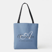 Sac bleu en denim girly avec monogramme script pou (Dos)
