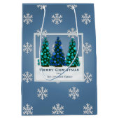 Sac bleu personnalisé de cadeau d'arbre de Noël (Devant)