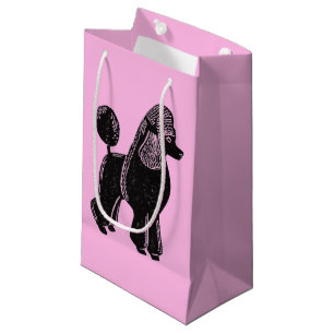 Sac brillant de cadeau de rose noir de caniche
