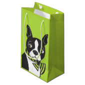 Sac brillant vert de cadeau de Boston Terrier (Devant Angle)