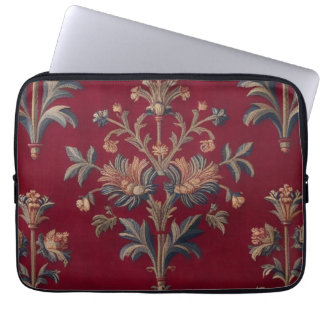 Sac broderie medievale fleurie en rouge bordeaux