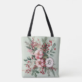 Sac cabaret monogrammé floral aquarelle Noël rose (Dos)