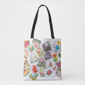 Sac cabas à collage de timbres-poste (Devant)