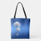 Sac cabas à fleurs aquarelle bleue (Dos)