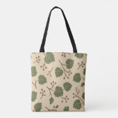 Sac cabas botanique beige et vert de la forêt (Dos)