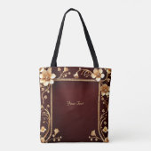 Sac cabas Burgundy Golden Flowers (Dos)