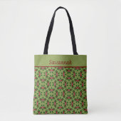 Sac cabas de Noël vert et rouge festif (Devant)