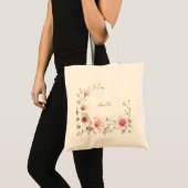 Sac cabas élégant rose et blanc à fleurs (Devant (produit))