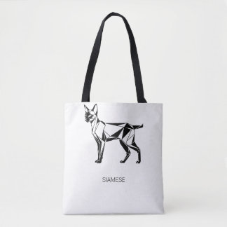 Sac cabas en coton géométrique minimaliste chat si