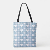 Sac cabas en toile à cœurs blancs bleus (Dos)