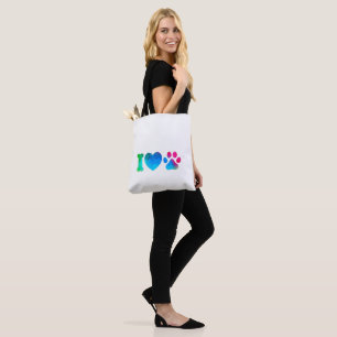 Sac cabas en toile "J'adore les animaux" - Patte c