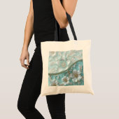 Sac cabas floral blanc sarcelle (Devant (produit))