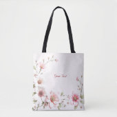 Sac cabas floral rose élégant blanc (Devant)