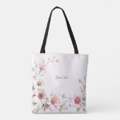 Sac cabas floral rose élégant blanc (Dos)