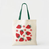 Sac cabas fraises simple rose vert rouge (Devant)