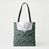 Sac cabas monogramme vert chic et rose noir (Devant)
